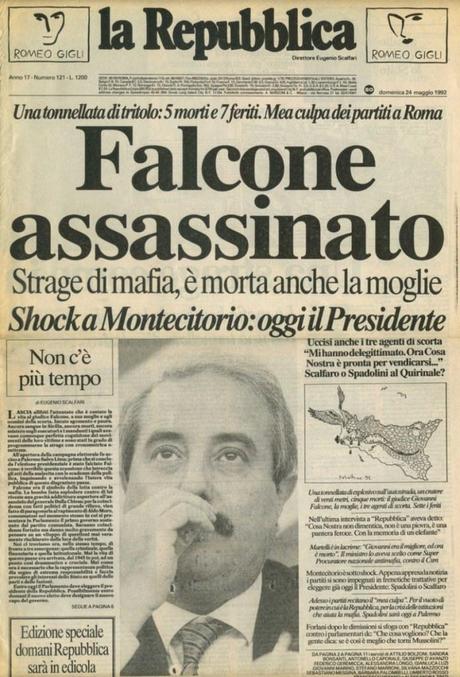 Prima Pagina Repubblica 24 maggio 1992 - Capaci